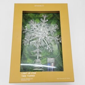DEMDACO Snowflake Star Tree Topper Light Up Clear Silver White 8.5" Wide